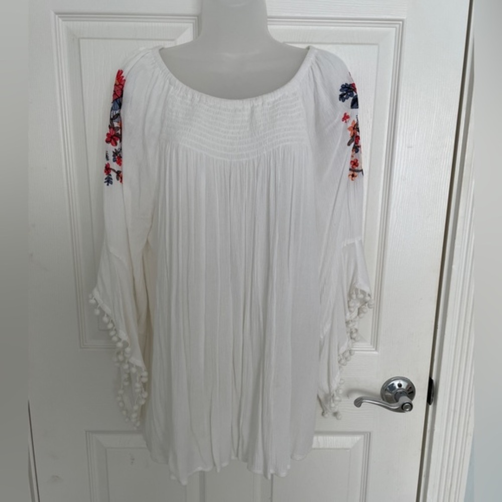 Studio West boho elastic neck top
